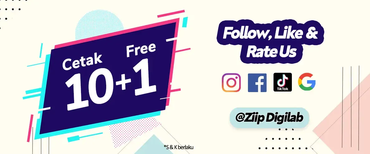 Ikuti promo 10 + 1 dengan follow, like, dan comment di sosmed kami Promo spesial 10 + 1, follow, like, dan comment di sosial media Ziip.id