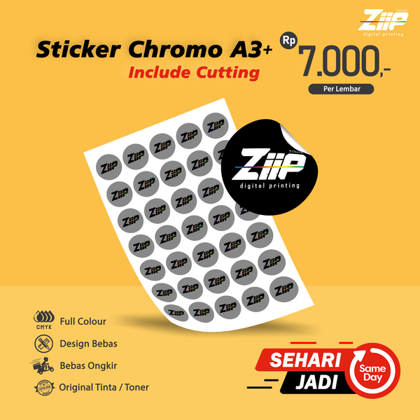 Cetak Stiker Label Chromo / Bontax A3+ Kiss-cut